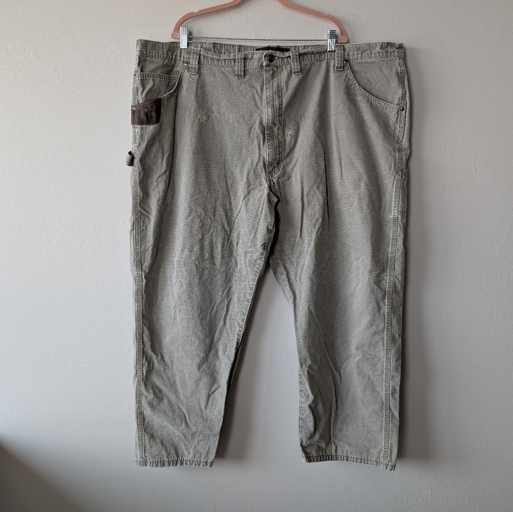 Wrangler Riggs Workwear Canvas Utility Cargo Khaki Pants Size 50X30 Cotton Heavy